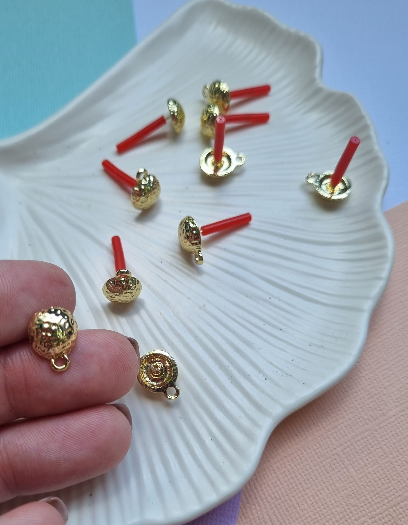 10mm 10pcs (5prs) Zinc Alloy Stud, Gold Metal Earring, Round Earrings Base, Earring Connectors, DIY Drop Earrings, Jewellery Making Supplies