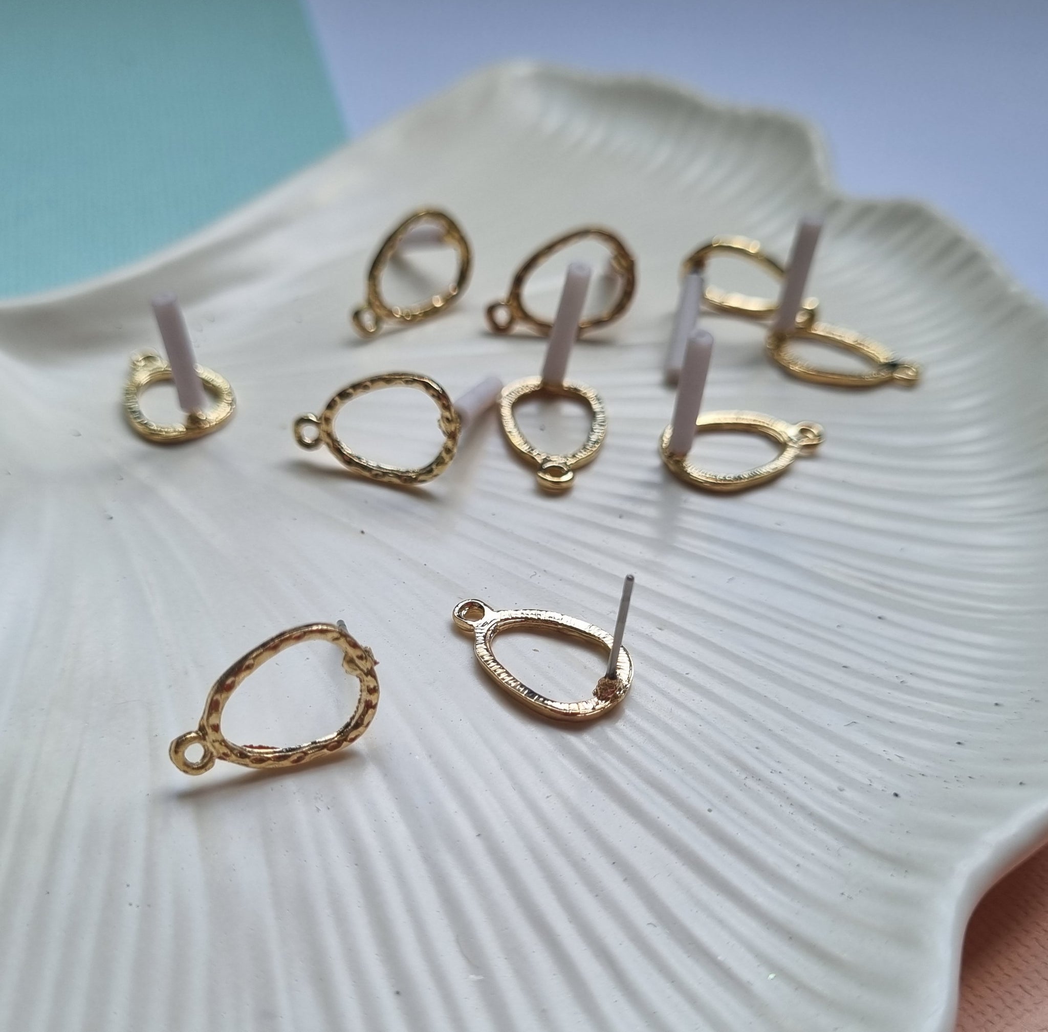 10pcs (5prs) 10mm Gold Earring connector, Water Drop Earring Base, DIY Earring Post, Jewellery Making Supplies Australia