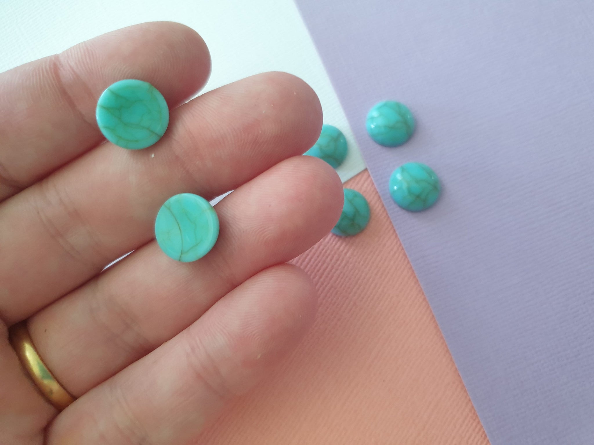 10pcs 12mm Green Color Turquoise Flat Back Resin Cabochons Cameo Jewellery supplies, findings, wholesale australia, DIY earrings, bracelet