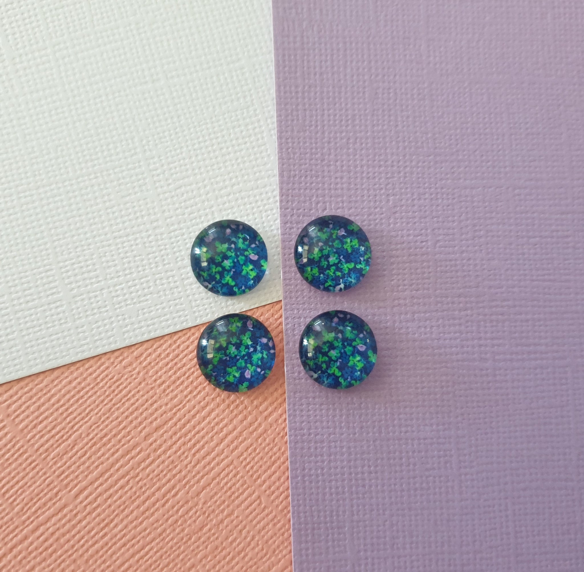 10pcs 12mm Handmade Cool Style Photo Glass Cabochons, blue green purple. butterfly look. Pattern Jewellery Accessories Supplies australia