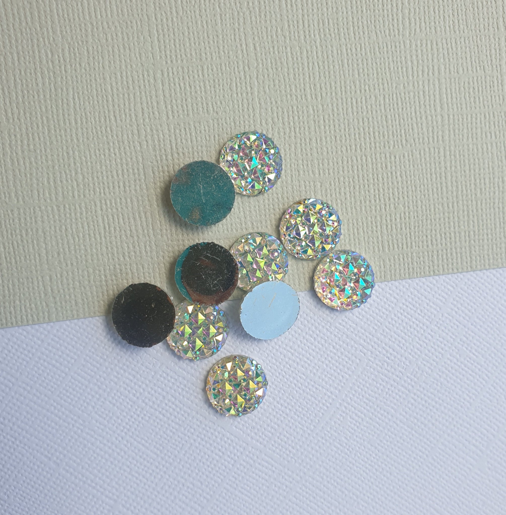 10pcs (5prs) 12mm White Apex texture, Color Flat Back, Resin Cabochons, sparkly on trend cabochons, for earrings, diy jewellery Australia