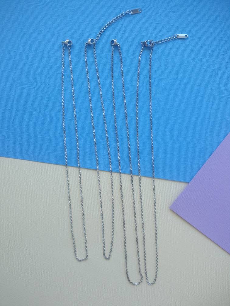 5pcs 45cm, 50cm, 55cm stainless steel chain, necklace diy jewellery findings. extender chain +5cm, adjustable, 1.5mm, 2mm thick australia