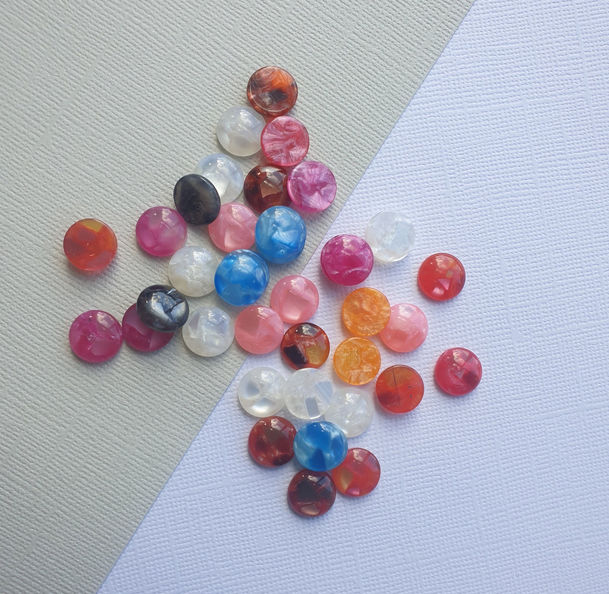 20pcs (10prs) 10mm Mix Colors cabochon,  Built-in Shell Flat back, Resin Cabochons, diy earring supplies, jewellery findings australia