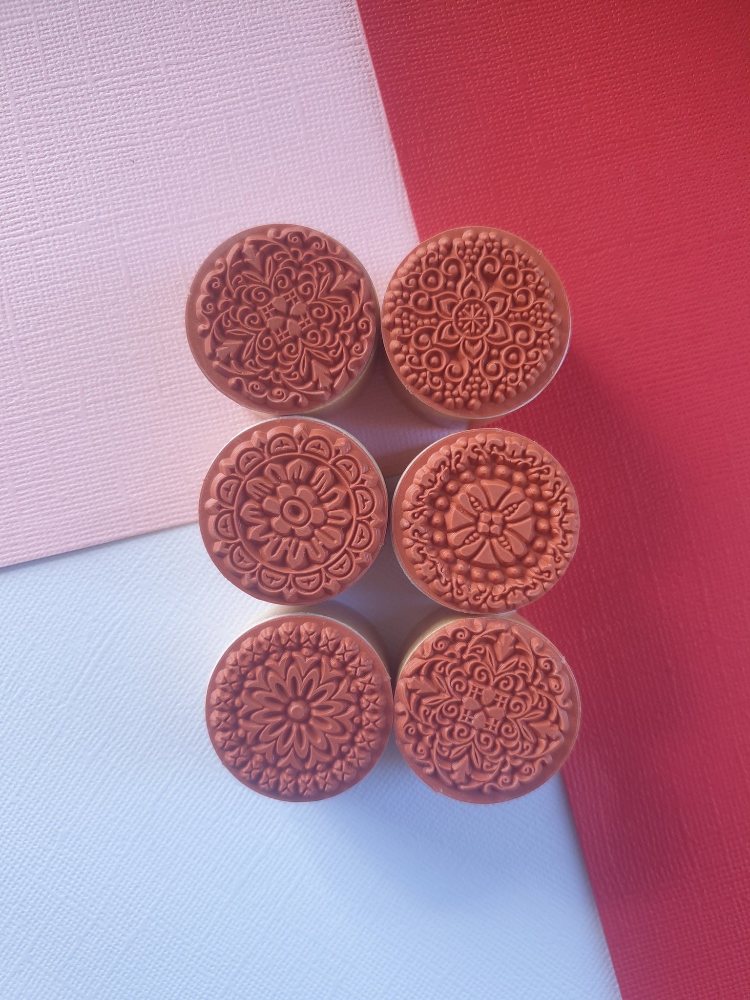 6pcs 3cm Round Emboss Stamp, Mandala stamp, Lace Texture for craft, Sculpture stamp for pottery, Polymer Clay tools, Wooden stamp Australia