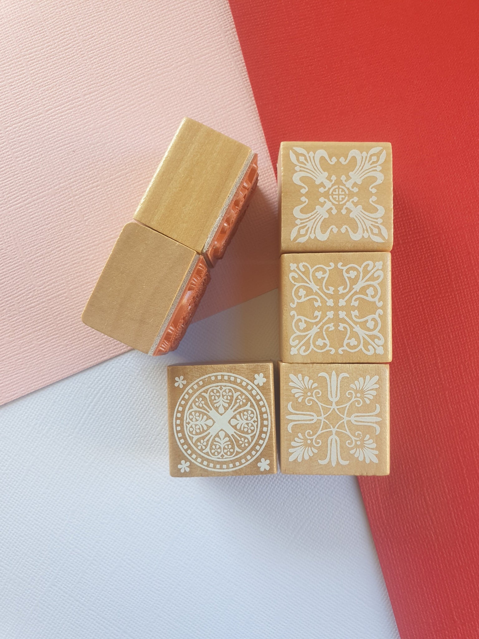 6pcs 3cm Square Emboss Stamp, Mandala stamp, Lace Texture for craft, Sculpture stamp for pottery, Polymer Clay tools, Wooden stamp Australia