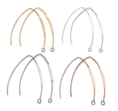 20pcs Gold, silver, Copper based, French V-shaped Earring, earring Hooks, Jewellery Findings, Earring wires, jewellery making supplies