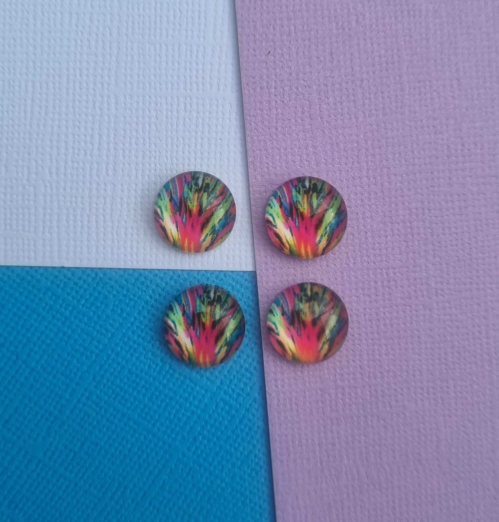 10pcs(5prs) 12mm abstract pattern cabochon, Glass Cabochons, Cabochons for jewellery, jewellery making, earring supplies, diy jewellery