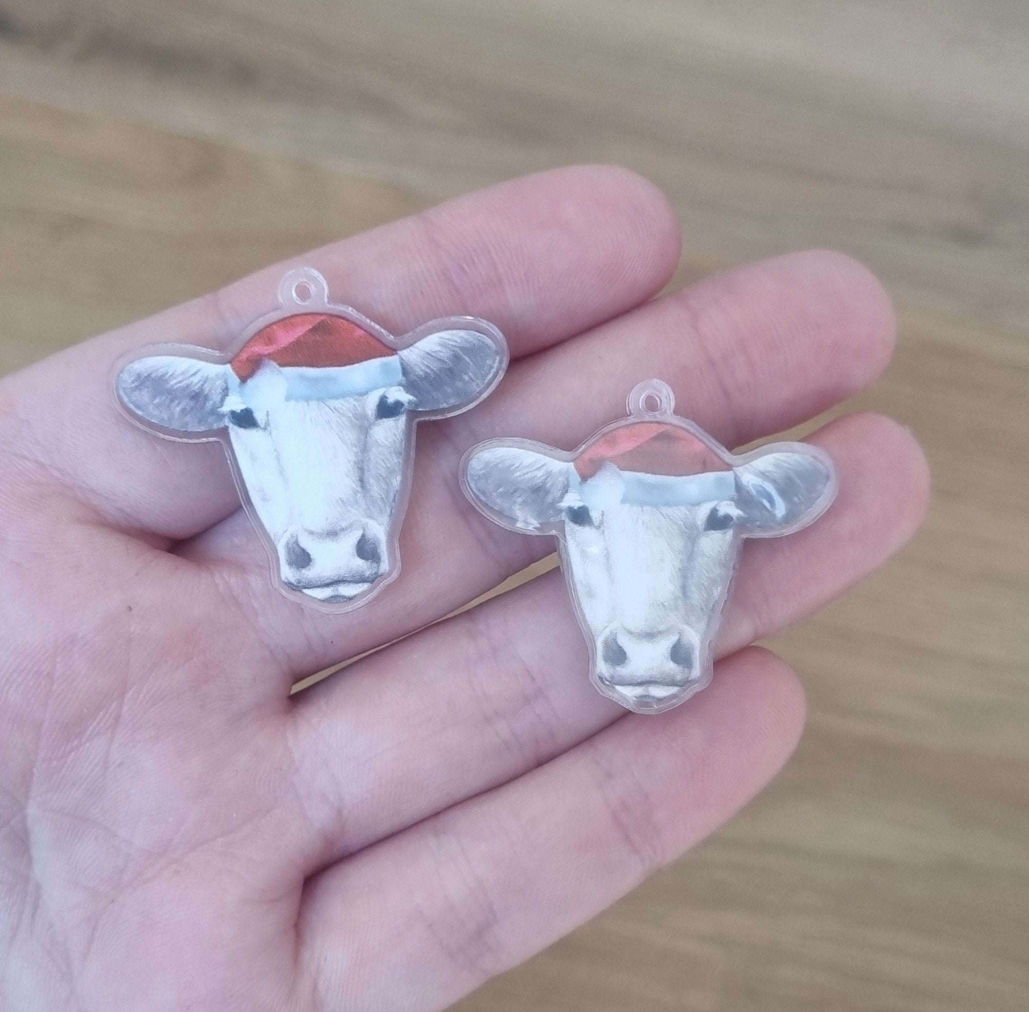 4pcs (2prs) 38mm acrylic cow for earrings, cow xmas earring, Laser cut acrylic, (No Stud) Acrylic Earrings, DIY earring, cow cabochon