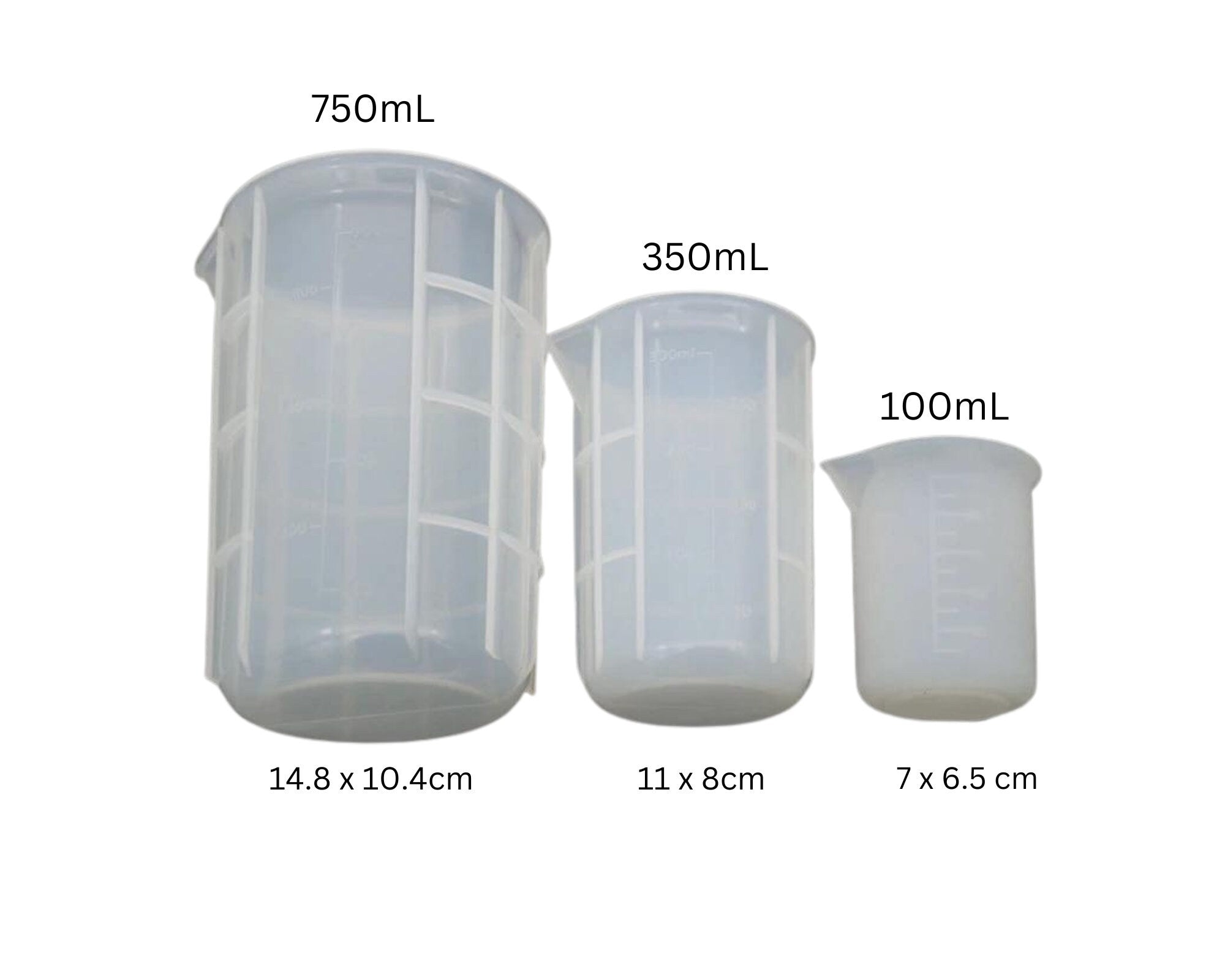 1pc silicone beaker mold, 100/250/350/750mL reuasable silicone beaker, Epoxy Resin measuring cup, resin making tools , DIY resin jewelry