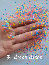 50g Fluorescent Neon Mixed glitters with butterflies, hexagons + Dots