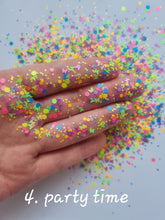 50g Fluorescent Neon Mixed glitters with butterflies, hexagons + Dots