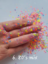 50g Fluorescent Neon Mixed glitters with butterflies, hexagons + Dots