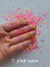 50g Fluorescent Neon Mixed glitters with butterflies, hexagons + Dots