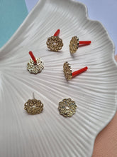 6pcs (3prs) Zinc Alloy Fashion post, Gold Round Flower, Earring Connector Charms, DIY Fashion Earrings, Jewellery making supplies