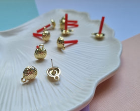 10mm 10pcs (5prs) Zinc Alloy Stud, Gold Metal Earring, Round Earrings Base, Earring Connectors, DIY Drop Earrings, Jewellery Making Supplies