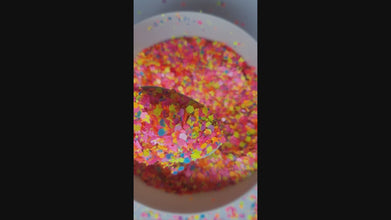 50g Fluorescent Neon Mixed glitters with butterflies, hexagons + Dots