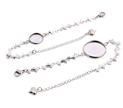 1pc - 5 designs 12mm or 14mm Stainless Steel 316 High Quality Bracelet Base Bracelet Findings Tray Setting Cameo cabochon blank setting