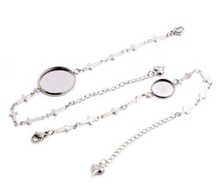 1pc - 5 designs 12mm or 14mm Stainless Steel 316 High Quality Bracelet Base Bracelet Findings Tray Setting Cameo cabochon blank setting