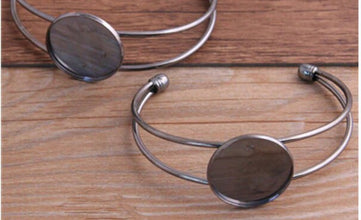 1pcs 20/25mm Antique Bronze Silver color Gold Plated Bangle Base Bracelet Blank Findings Tray Bezel Setting Cabochon Cameo
