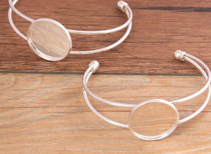 1pcs 20/25mm Antique Bronze Silver color Gold Plated Bangle Base Bracelet Blank Findings Tray Bezel Setting Cabochon Cameo