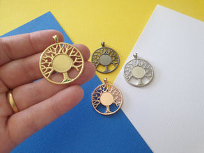 5pcs 14mm Inner Size High Quality Rose Gold Black Silver Plated Tree of life Cabochon Base Cameo Setting Charms Pendant, australia, findings