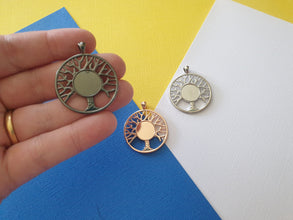 5pcs 14mm Inner Size High Quality Rose Gold Black Silver Plated Tree of life Cabochon Base Cameo Setting Charms Pendant, australia, findings