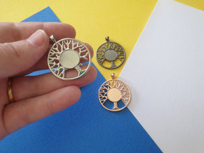 5pcs 14mm Inner Size High Quality Rose Gold Black Silver Plated Tree of life Cabochon Base Cameo Setting Charms Pendant, australia, findings
