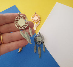 5pcs 14mm Inner Size High Quality Rhodium Rose Gold black silver Dreamcatcher Feather Wings Cabochon Base Cameo Charms Pendant australia