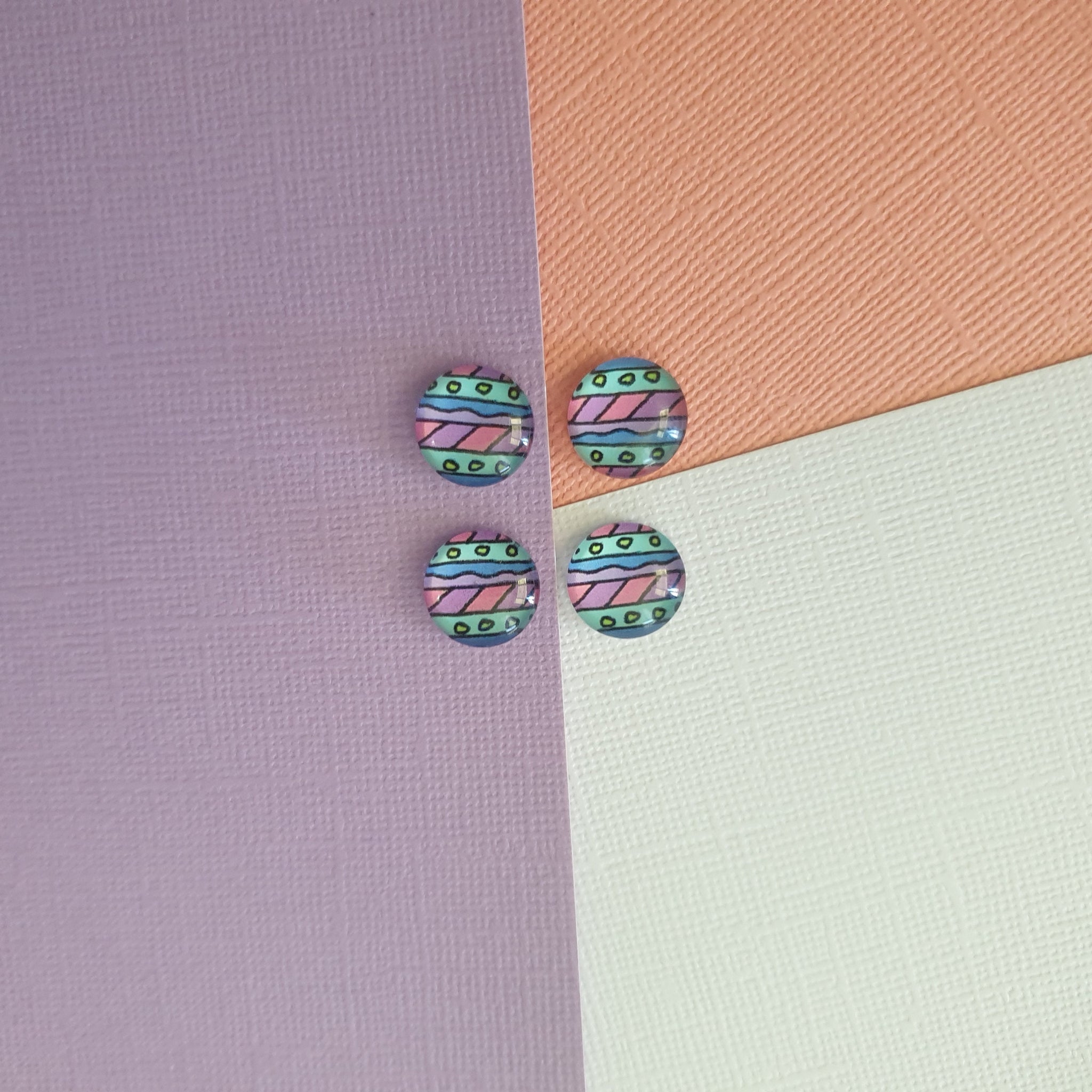 10pcs 12mm Handmade Photo Glass Cabochons, zigzag , multicolour pattern. Pattern Domed Jewellery Accessories Supplies australia wholesale