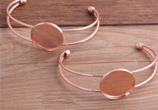 1pcs 20/25mm Antique Bronze Silver color Gold Plated Bangle Base Bracelet Blank Findings Tray Bezel Setting Cabochon Cameo