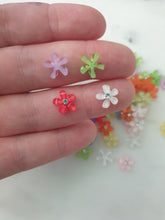50pcs Mixed colour 10mm Glitter Rhinestone Resin Five-Petal Little Flowers Resin Flatback Cabochon DIY Jewellery/Phone Decoration