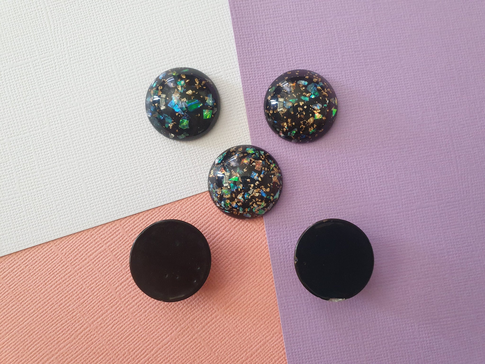 5pcs 25mm Black Color Shell Fashion Style Flat Back Resin Cabochons Cameo, jewellery supplies, findings, australia. Wholesale bulk