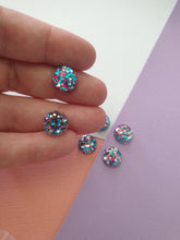 10pcs 12mm Peacock blue and Pink and White Mix color Flat Back Resin Cabochons Jewellery supplies, findings wholesale australia, DIY earring