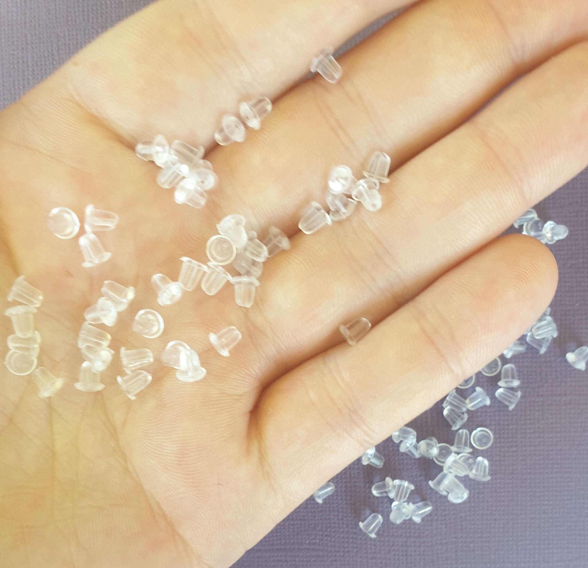 Silicone Earring Backs 100-Pack Clear - Soft Rubber Stoppers - Foto 8
