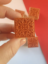 6pcs 3cm Square Emboss Stamp, Mandala stamp, Lace Texture for craft, Sculpture stamp for pottery, Polymer Clay tools, Wooden stamp Australia