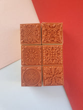 6pcs 3cm Square Emboss Stamp, Mandala stamp, Lace Texture for craft, Sculpture stamp for pottery, Polymer Clay tools, Wooden stamp Australia