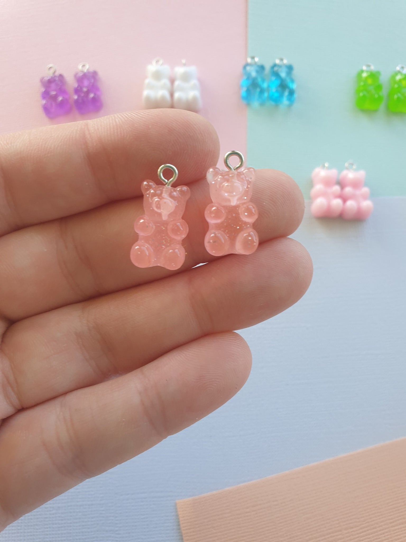 18pcs (9prs) Resin Gummy Bear with hook, Pendants DIY, Craft Supplies, Key Chain Making, Arts Jewellery Accessories and supplies australia