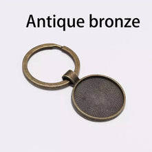 5pcs/lot Keychain With Pendant Bezel Blank Fit 25mm Cameo Glass Cabochon Base Setting DIY Keychain Key ring Supplies For Jewellery