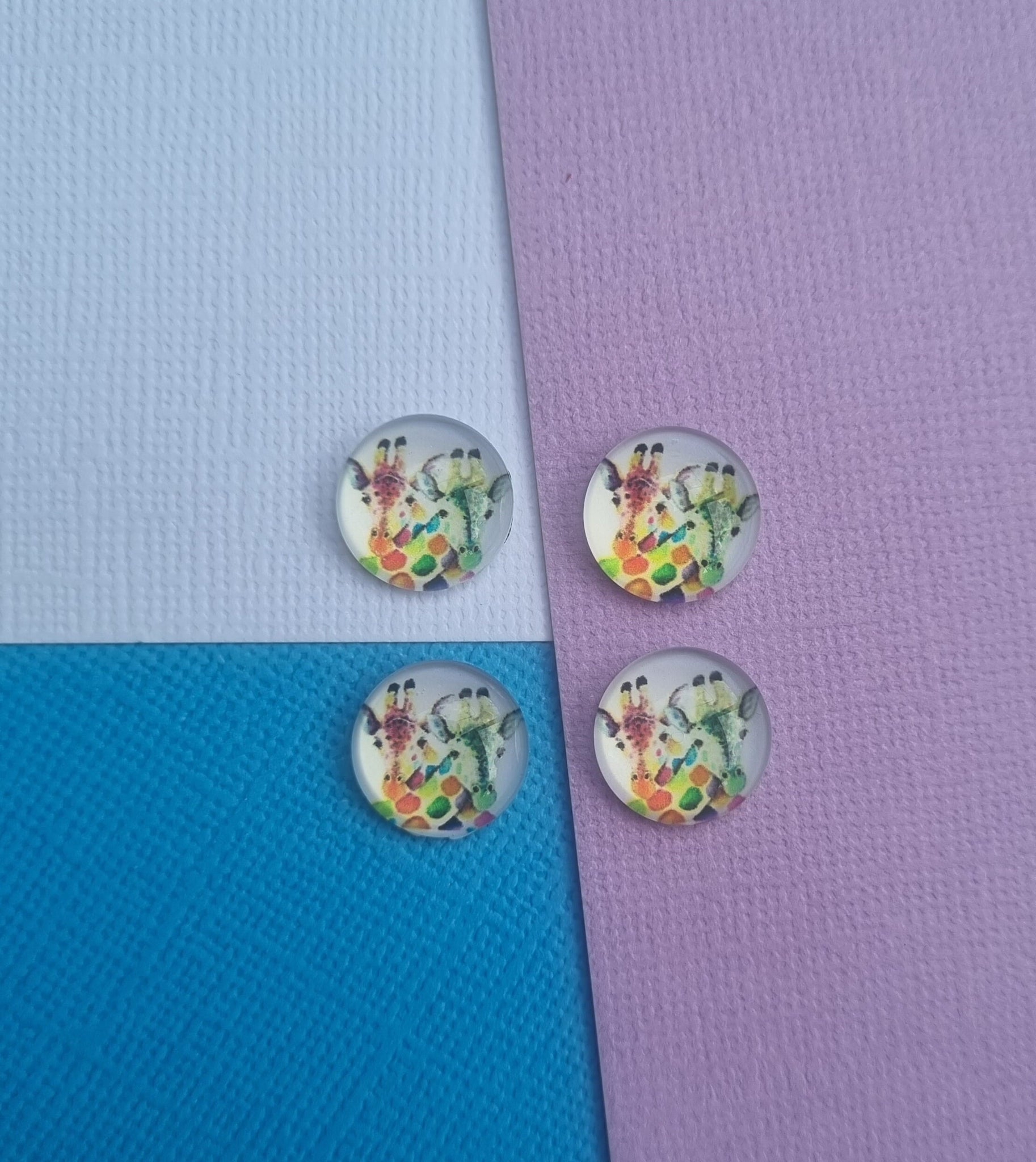 10pcs(5prs) 12mm double giraffe cabochon, Glass Cabochons, Cabochons for jewellery, jewellery making, earring supplies, diy jewellery