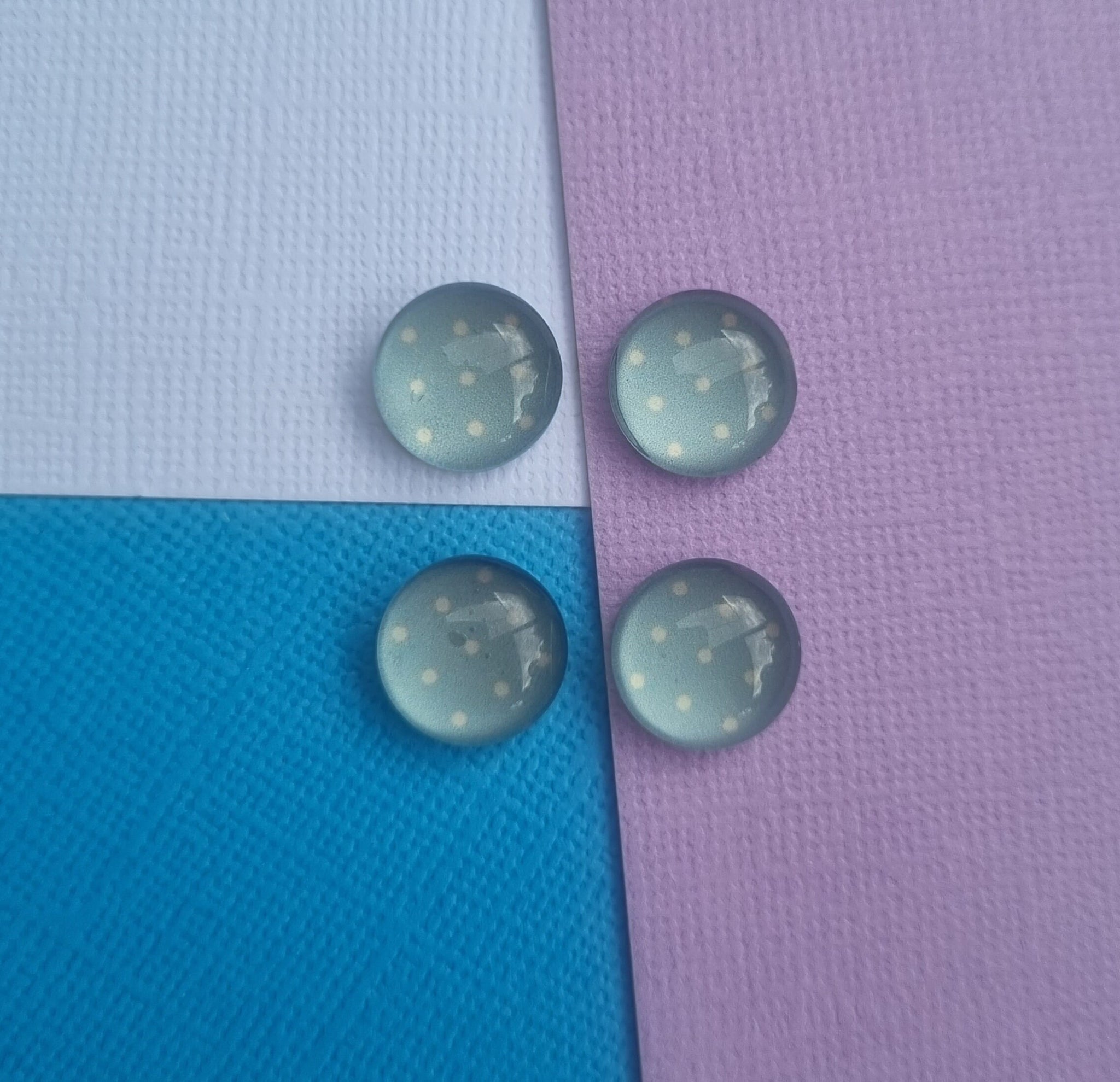 10pcs(5prs) 12mm Polkadot cabochon, Glass Cabochons, Cabochons for jewellery, jewellery making Supplies, earring supplies, diy jewellery