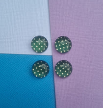 10pcs(5prs) 12mm green Polkadot cabochon, Glass Cabochons, Cabochons for jewellery, jewellery  Supplies, earring supplies, diy jewellery