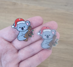 10pc (5prs) 35mm Santa hat, Christmas Koala, Koala Earrings, Laser cut acrylic, (No Stud) Acrylic Earrings, DIY earring, koala cabochon