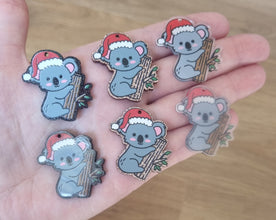 10pc (5prs) 35mm Santa hat, Christmas Koala, Koala Earrings, Laser cut acrylic, (No Stud) Acrylic Earrings, DIY earring, koala cabochon