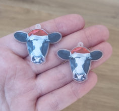 4pcs (2prs) 38mm acrylic cow for earrings, cow xmas earring, Laser cut acrylic, (No Stud) Acrylic Earrings, DIY earring, cow cabochon