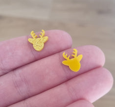 20pcs (10prs) 12mm Reindeer, Laser cut acrylic, xmas glitter Earring (No Stud), Christmas Earrings, DIY xmas, flatback, cabochon