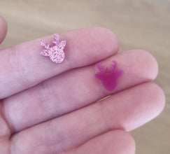 20pcs (10prs) 12mm Reindeer, Laser cut acrylic, xmas glitter Earring (No Stud), Christmas Earrings, DIY xmas, flatback, cabochon