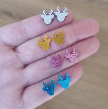 20pcs (10prs) 12mm Reindeer, Laser cut acrylic, xmas glitter Earring (No Stud), Christmas Earrings, DIY xmas, flatback, cabochon