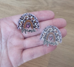 10pc (5prs) 35mm Acrylic Rainbow, Black leopard, Mama Earrings, Laser cut acrylic, (No Stud) Acrylic Earrings, DIY earring, leopard cabochon