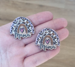 10pc (5prs) 35mm Acrylic Rainbow, Black leopard, Mama Earrings, Laser cut acrylic, (No Stud) Acrylic Earrings, DIY earring, leopard cabochon