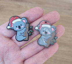 10pc (5prs) 35mm Santa hat, Christmas Koala, Koala Earrings, Laser cut acrylic, (No Stud) Acrylic Earrings, DIY earring, koala cabochon